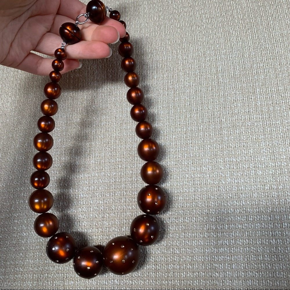 CHRISTINA DeFALCO Resin Lucite Necklace, brown.